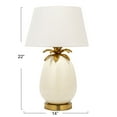 thumbnail image 3 of Creative Co-Op Metal Base Table Lamp with Pineapple Detail and Shade, White and Gold, 3 of 5
