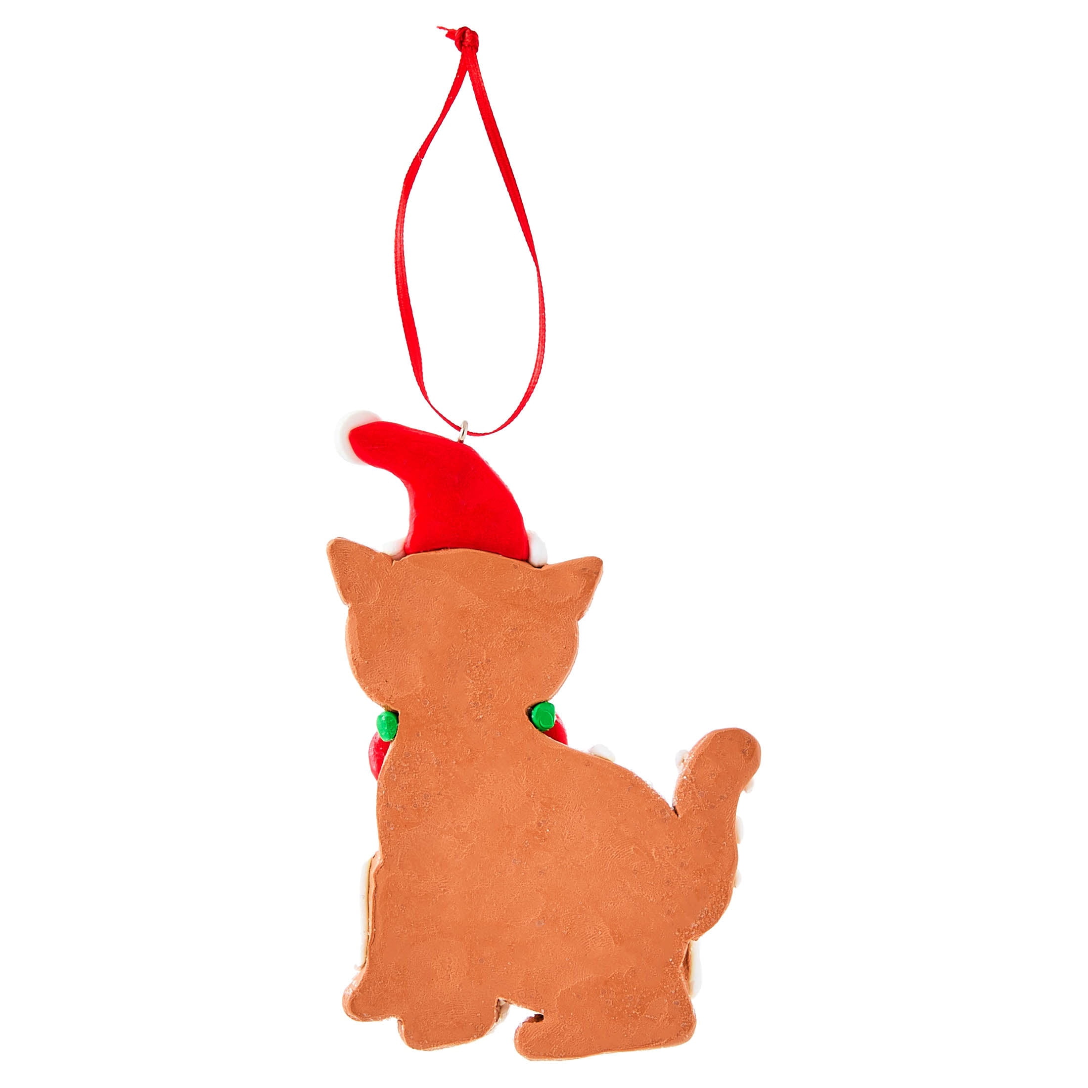 Multicolor Clay Dough Gingerbread Cat with Hat Christmas Ornament, 4.5", by Holiday Time