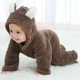 thumbnail image 2 of Newborn Baby Winter Warm Bear Jumpsuit Snowsuit Fleece Hoodie Romper, 2 of 5