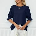 thumbnail image 7 of cfhntfmh Fall Fashion Shirts for Women Fashion Puff Half Sleeve Smocked Tunic Tops Soft Chiffon Ruffle Dressy Casual T-Shirts, 7 of 7
