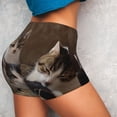 thumbnail image 4 of Haiem Cat Family No Front Seam Biker Shorts for Women Yoga Workout Gym Bike Shorts with Tummy Control Moisture-Wicking-Large, 4 of 9