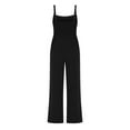 thumbnail image 5 of BLVB Summer Sleeveless Jumpsuits for Women Smock Square Neck Loose Wide Leg Rompers Fashion Beach Lounge Outfits, 5 of 7