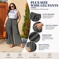 thumbnail image 3 of SHEWIN Womens Plus Size Pants Wide Leg Pants Palazzo Drawstring Elastic Waist Lounge Pants Spring Summer Lightweight with Pockets Gray 1X, 3 of 9