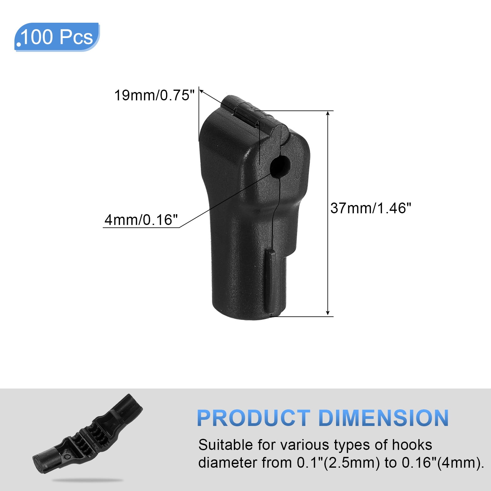 Uxcell 100 Pcs Peg Hook Locks Stop Locks 0.16'' ABS Pegboard Display Hook Security Lock Anti Theft Stop Locks Black