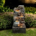 thumbnail image 6 of Teamson Home 28.5" Outdoor 4-Tier Stacked Stone Cascading Water Fountain with LED Lights, Gray, 6 of 12