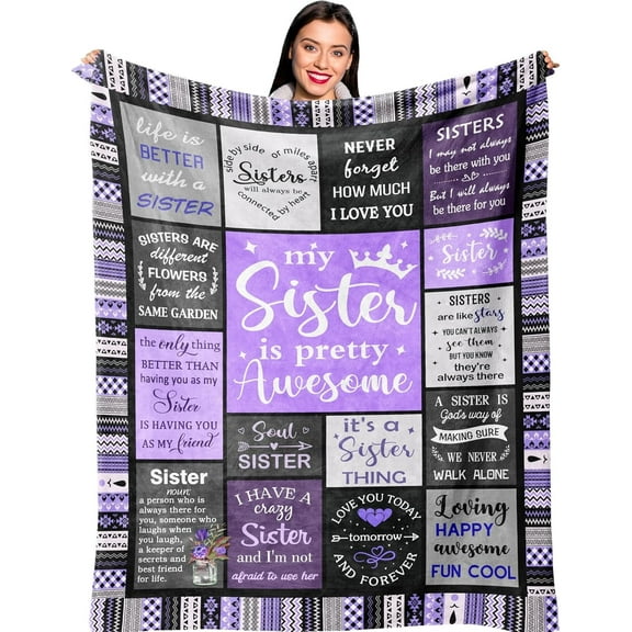 Sister Gifts, Sister Birthday Gifts from Sister, Bestie Gifts for Women, Best Friend Birthday Gift for Women, Big Sister Gift from Little Sister Blanket 60” x 50”, Sister Valentines Gifts