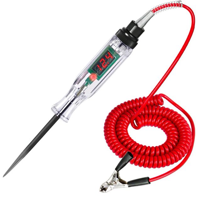 Probador de circuito automotriz de alta resistencia, lámpara de prueba de 6-24 V de alta calidad con cables de prueba de resorte extendidos y sonda de taladro afilada, probador de voltaje de circuito con LED de repuesto para automóviles/vehículos brillar Electrónica