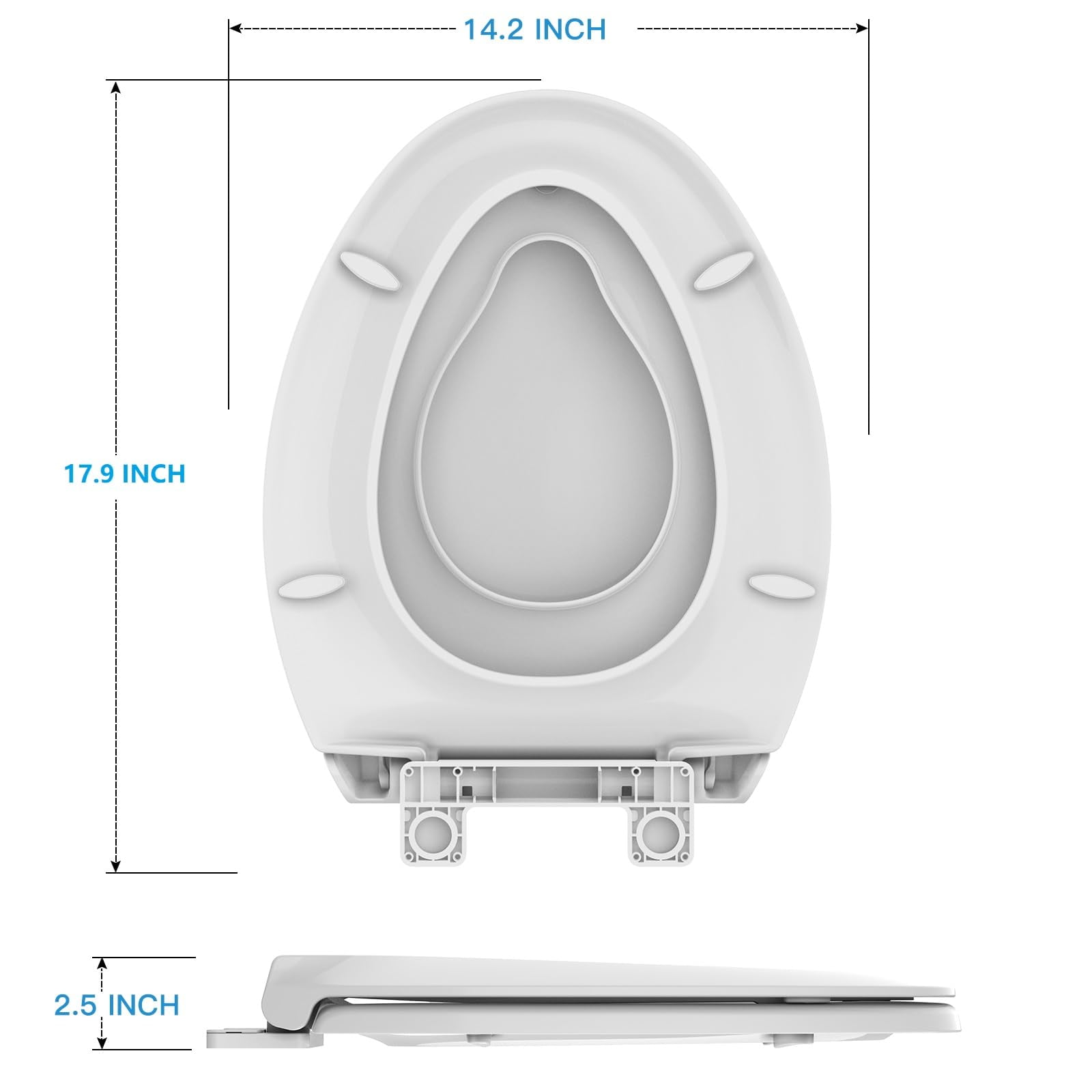 19" Elongated Toilet Seat with Built-In Potty Training Seat - Soft Quiet-Close Lid & Non-Slip Design, Magnetic Kids Training Seat for Easy Install & Clean, White