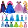 thumbnail image 2 of Vestido de princesa Cenicienta de Disney, Rapunzel, Anna, Elsa, Sirenita, Ariel, disfraces de Cosplay para niños, Bella, Blancanieves, Vestido, 2 of 5