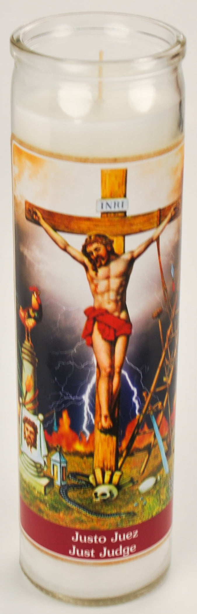 (2 pack) Prayer Candle Justo Juez White Wax, 8 Inch