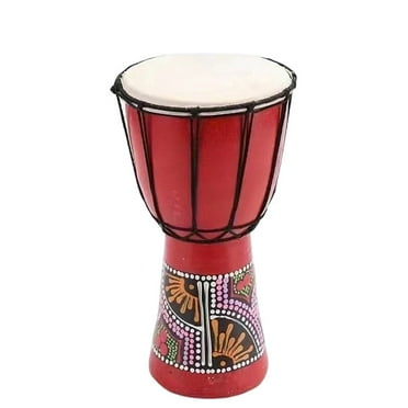 4 Inch Compact Size Wooden African Drum Djembe Bongo Hand Drum Percussion Musical Instrument with Colorful Pattern (Patterns Random Delivery)