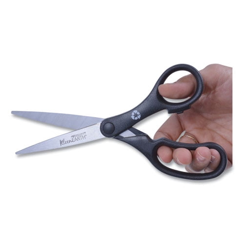 Kleenearth Basic Plastic Handle Scissors, 8" Long, 3.25" Cut Length, Black Straight Handle | Bundle of 10 Each