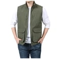 thumbnail image 2 of JTieacloth Big And Tall Shirts Men's Jacket Vest Overalls Vest M Ulti Pocket Outdoor Casual Solid Color Slim Stand C Ollar Comfortable, 2 of 4