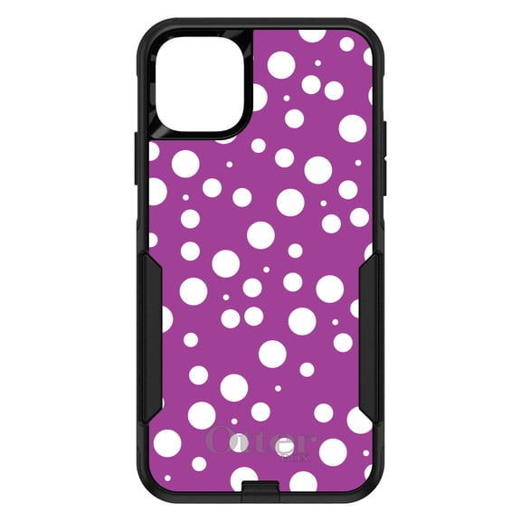 DistinctInk OtterBox Commuter Custom Case for Apple iPhone 15 (6.1" Screen) - Polka Dot Pattern - Wireless Charging Compatible