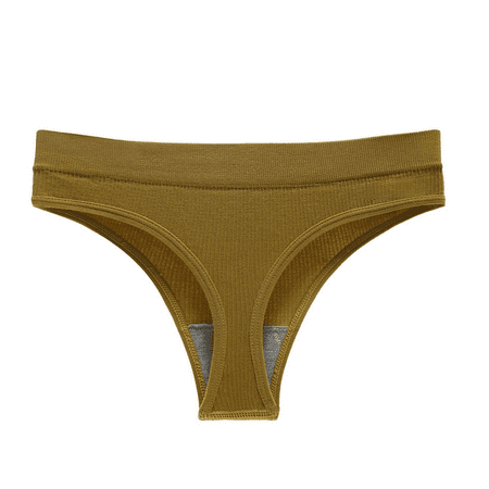 Meiodtion Underwear for Women Comfort Thong Breathable Seamless Panty Elastic Waist Stretchable Panties Yellow S