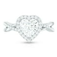 thumbnail image 4 of Rosec Jewels Moissanite Heart Engagement Ring with Halo - Crossover Ring (7 mm, 1 Carat, D-VS1 Quality Certified), 925 Sterling Silver, US 8.50, 4 of 8