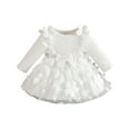 thumbnail image 4 of Jkety Clothes for Girls Infant Baby Girl Boho Floral Lace Dress Ruffle A-Line Mesh Princess Dresses with Headband Baptism Outfits White,12-18 Months, 4 of 4