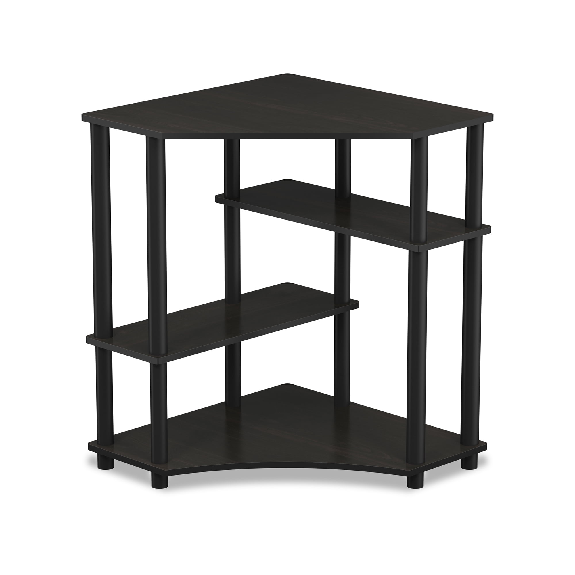 Furinno TurnNTube Corner Desk with Shelves, Espresso/Black Finish