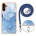 thumbnail image 4 of Case for Samsung Galaxy A05s, Adjustable Detachable Crossbody Strap Neck Strap Silicone Bumper Marble Painted TPU Ultra Thin Shockproof Protective Phone Case Cover for Galaxy A05s, Blue, 4 of 7