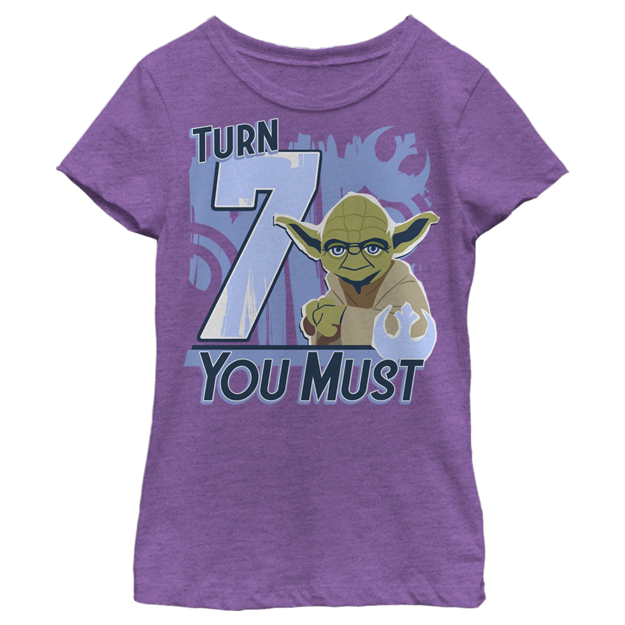 Girl's Star Wars Yoda Turn You Must Rebel Logo Portrait  Graphic Tee Purple Berry X Small