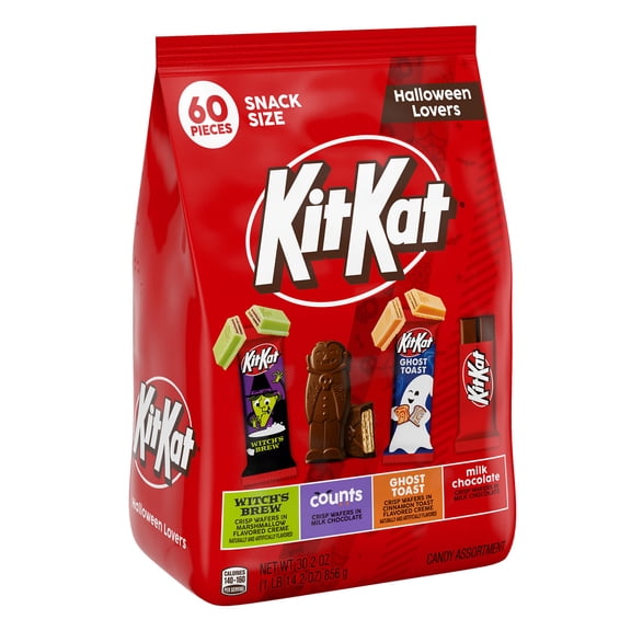 Kit Kat Assorted Flavored Wafer Snack Size, Halloween Candy Bulk Bag, 30.2 oz (60 Pieces)