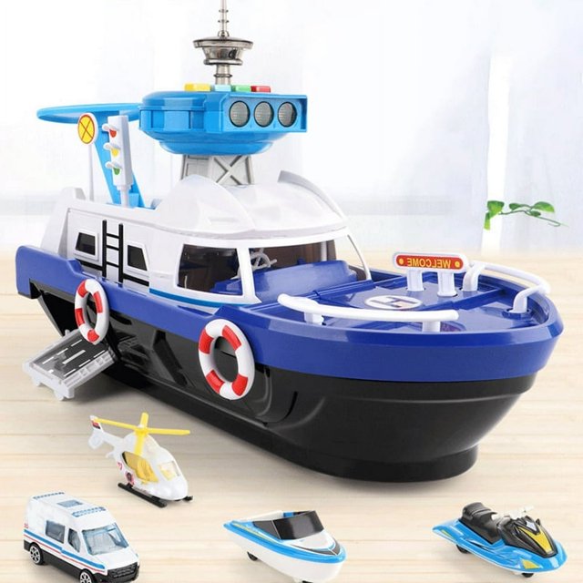 Enfants Jouets Simulation Piste Inertie Bateau Musique Piste Crash - Résistant Musique Jouet Bateau Modèle