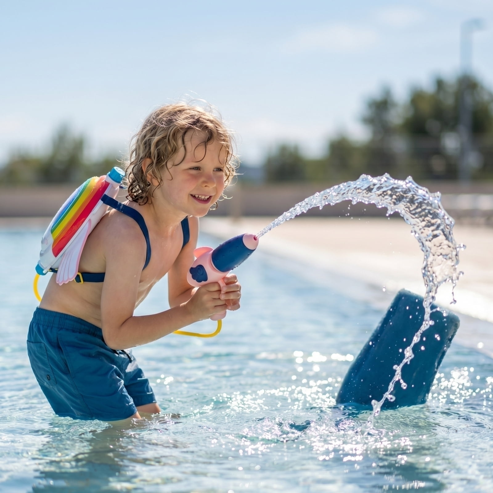Children's Backpack Water Gun 2000ML Large Capacity Sprayer Toy with Green Star Wings Design for Outdoor Summer Play Kids 3-12 Years Beach Park Garden Fun