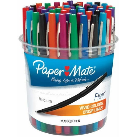 - Paper Mate Flair Acid-Free Fast Dry Point Guard Pen Set, Felt Medium Tip, Assorted Colors, Set of 48