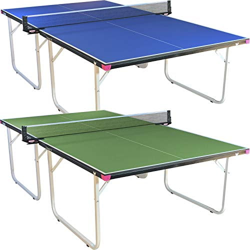 Butterfly Compact 16 Ping Pong Table | 3 Year Warranty Table Tennis Table | Ships Fully Assembled | Space Saver Ping Pong Table for Your Game Room | Ping Pong Net Set Included, Green, Full Size Table