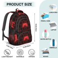 thumbnail image 5 of Game Controller Red Pattern Backpack for School, Cute School Bag with Adjustable Shoulder Straps and Padded Back, 16.9"x12.6"x5.9", 5 of 5