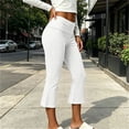 thumbnail image 3 of MLCDZ Women's Flare Capri Leggings with Pockets Tummy Control Elastic High Waisted Bootcut Yoga Pants Workout Sports Lounge Capris, 3 of 9