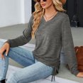 thumbnail image 6 of Scyoekwg Western Tops for Women V-Neck Side Tie Tunic Shirts Lightweight Loose Tshirt Tops for Women Trendy Long Sleeve Dressy Casual Blouse Solid Color Blouses (Dark Gray,L), 6 of 7