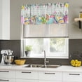 thumbnail image 4 of Vintage Easter Curtain Valances for Windows, Kitchen Valance Window Treatments Panel 2 Pack, Colorful Floral Eggs Bunny Blue Plaid Rustic Rod Pocket Short Curtains for Bathroom Bedroom 42 x 12 Inch, 4 of 8