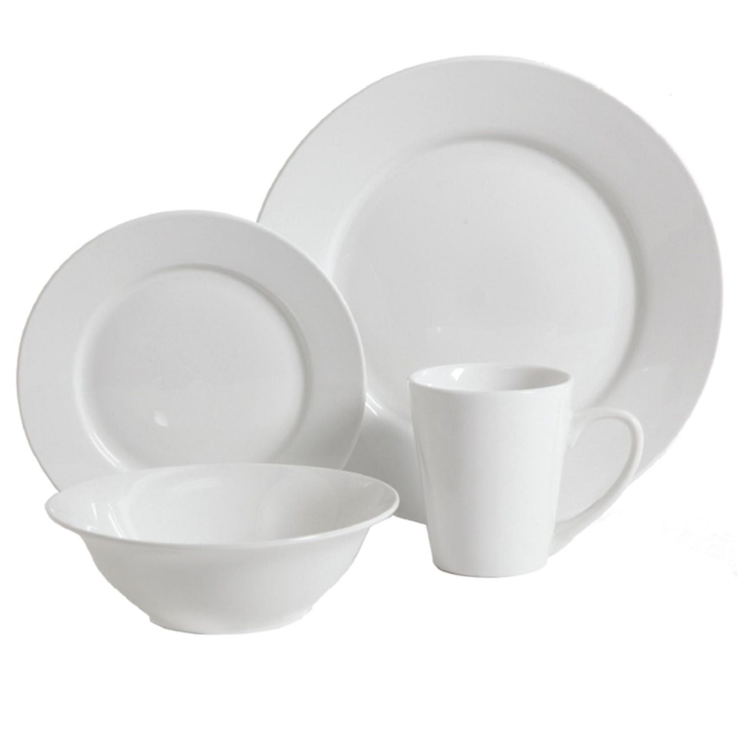 Gibson Home Noble Court 16 Piece Dinnerware Set, White, Rim Shape