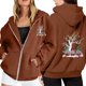 thumbnail image 1 of WILLBEST Sudadera Deportiva para Mujer Ladies' Christmas Printed Zipper Long Sleeved Pocket Adjuststring Casual Hooded Sweatshirt 1741 Mediana, 1 of 8