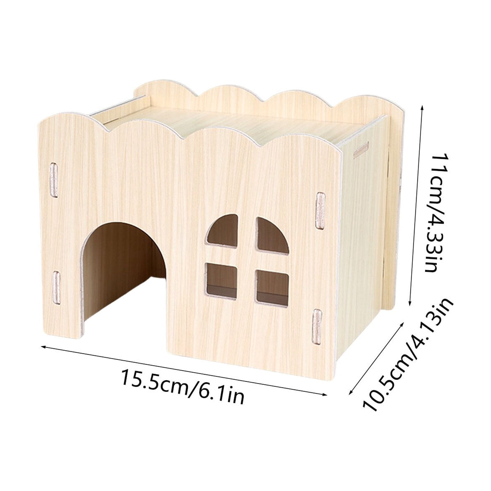 Nebwoak Wooden Hamster Hideout Natural Solid Wood Small Animal House with Chew Toy Function Safe Hide Bed for Gnawing Sleeping 6.1"Lx4.13"Wx4.33"H