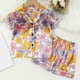 thumbnail image 2 of Odeerbi 1-8 Años Niños Niñas Pijama de Verano de Satén Con Solapa de Muesca Camisas de Manga Corta Pantalones Conjunto de Pijama Con Estampado Floral Suave, 2 of 9