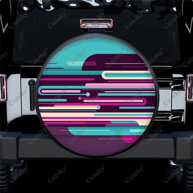 Geometric Abstract Shapes Print Spare Tire Cover Waterproof Tire Wheel Protector for Car Truck SUV Camper Trailer Rv 14"-17"