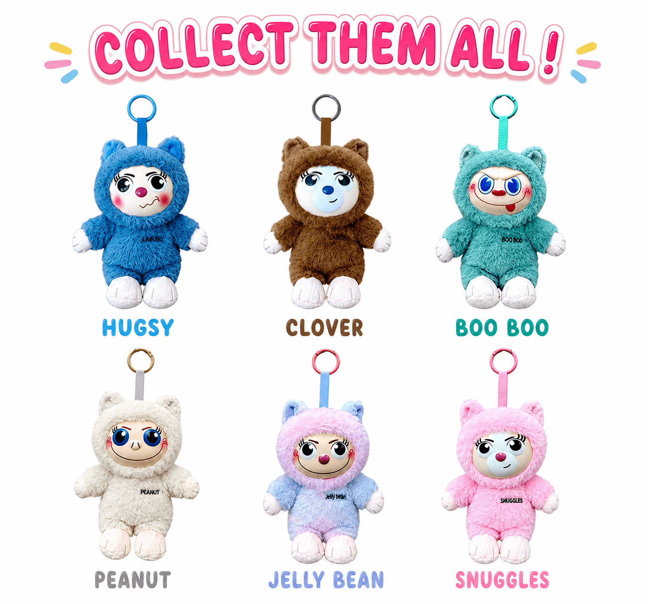 Fuzzling Kids Blind Bag Mini Figure Plush Keychain, Multi