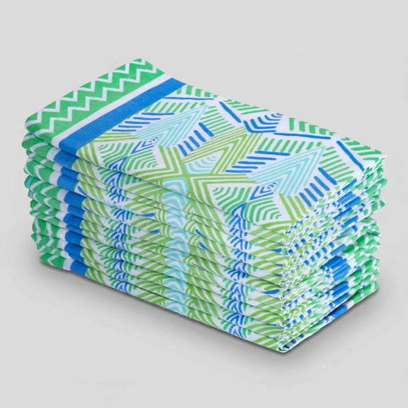 Fingercraft Cloth Napkins, Set of 12 Cotton Printed Napkins Cloth 20 x 20 Inch Large, Mitered Corner Washable Table Napkins Perfect for Everyday Dining Weddings Holidays Christmas Blue Lagoon