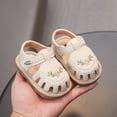thumbnail image 6 of LIIPEE Baby Girls Sandals Kids Casual Summer Flower Embroidered Crib Shoes Fashion Hollow Out Hook And Loop First Walkers Prewalkers Footwear,0-3 Months, 6 of 9