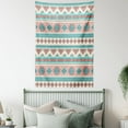 thumbnail image 4 of Tribal Tapestry, African Vintage Design Native Ethnic Style Artsy Geometric Triangles Print, Wall Hanging for Bedroom Living Room Dorm Decor, 40W X 60L Inches, Cream Aqua and Peach, by Ambesonne, 4 of 5