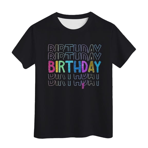 Hienoo Toddler Girls Birthday T-Shirt Letter Print Short Sleeve T Shirt Summer Casual Tee