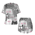 thumbnail image 5 of Picia Cats Group Pajamas Sets for Women Soft Short-Sleeved Pjs with Lounge Shorts Two Piece Sleepwear-Medium, 5 of 9