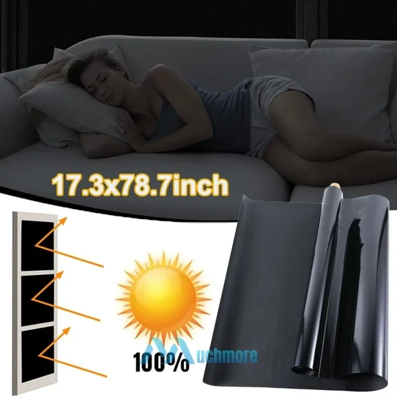 Zyler - Blackout Window Film, Static Cling Window Tint 100% Light Blocking Cover No-Glue
