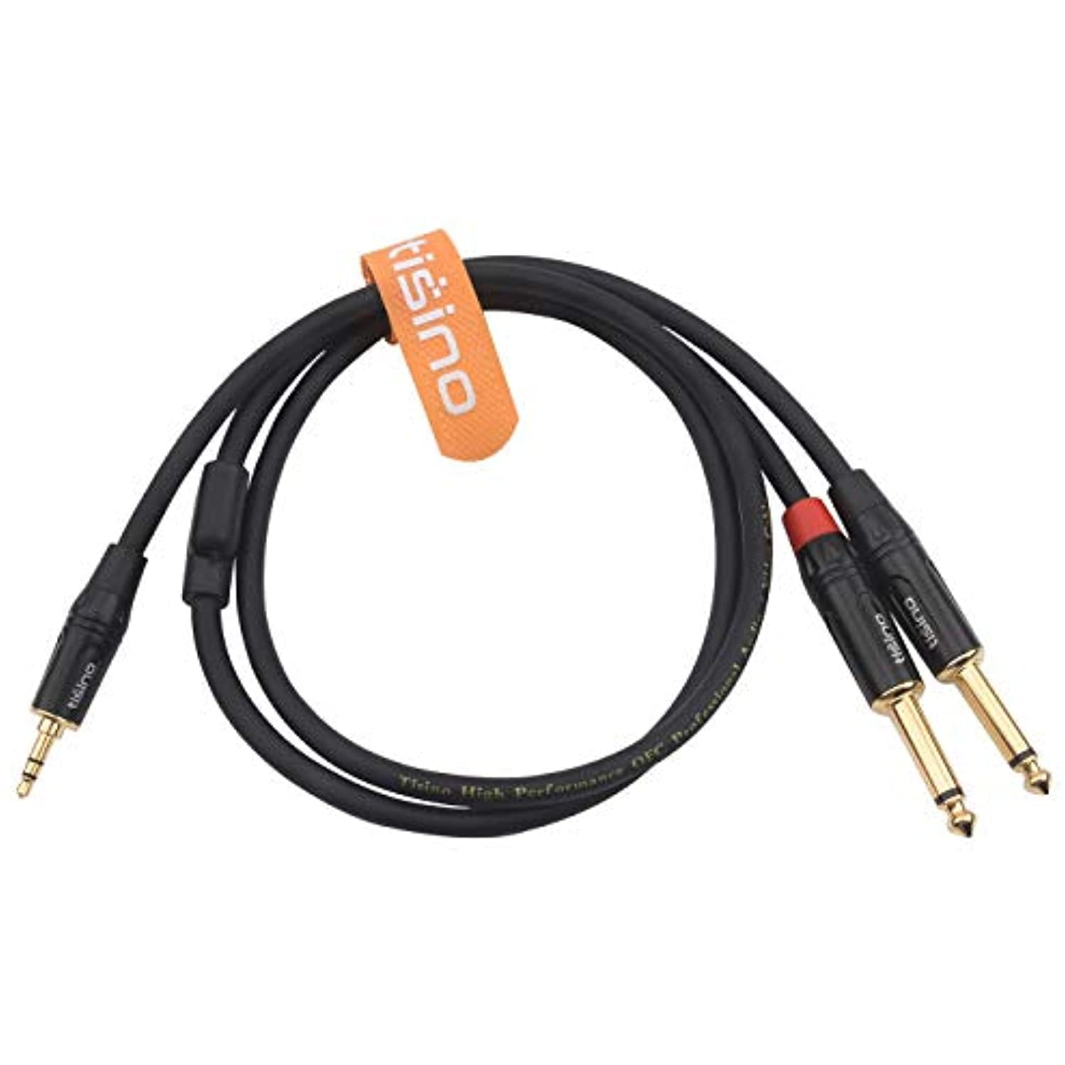 3.3 feet TISINO 1/8 to 1/4 Stereo Cable 1/8 Inch TRS Stereo to Dual 1/4 inch TS Mono Y-Splitter Cable 3.5mm Aux Mini Jack to Jack Breakout Cord