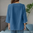 thumbnail image 4 of WULMLEO Boho Tops for Women Blouses Dressy Casual V Neck 3/4 Sleeve Shirts Spring Outfits Trendy Vacation Clothes Blue 3XL, 4 of 4