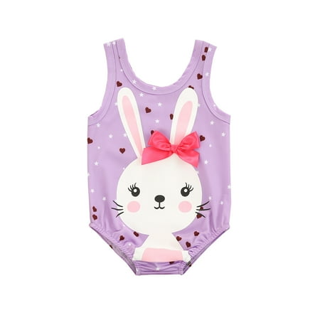 

Canrulo Infant Baby Girl Swimsuit Sleeveless Swimwear Bikini Bathing Suit Hawaiian Beach Wear Holiday Clothes Purple 12-18 Months