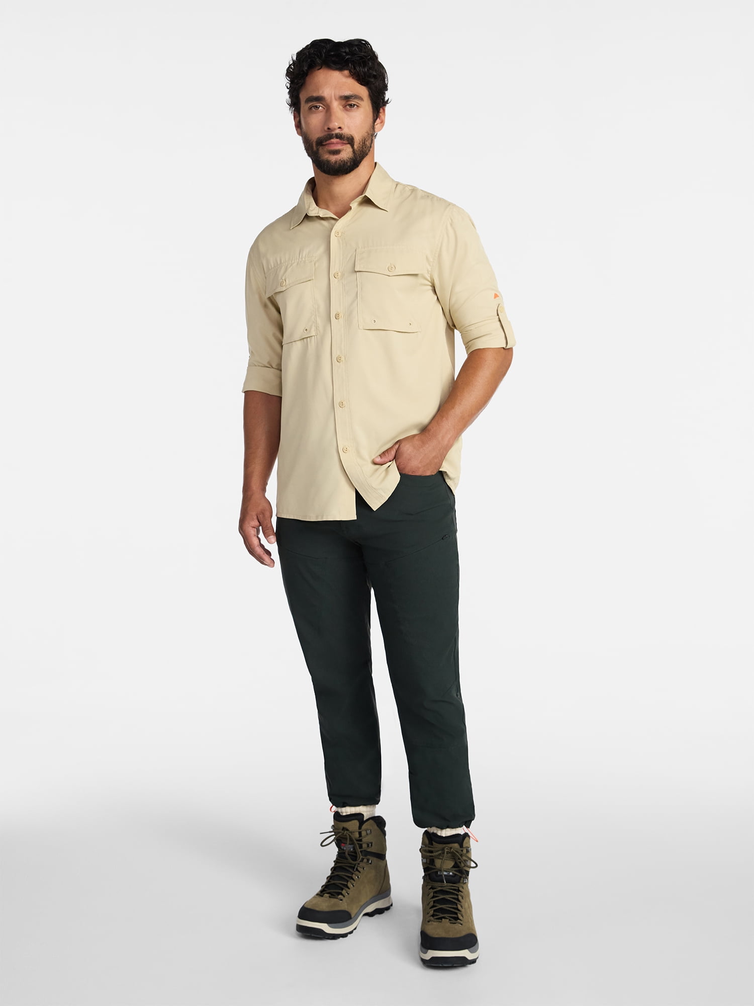 Ozark Trail Men's and Big Men's Upstream Shirt with Long Sleeves, Sizes S-3XL