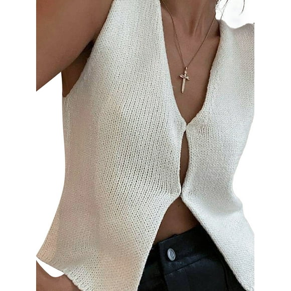 Women Sexy Vest Slim Fit Button Halter V-Neck Tuxedo Suit Waistcoats Versatile Racerback Vintage Streetwear